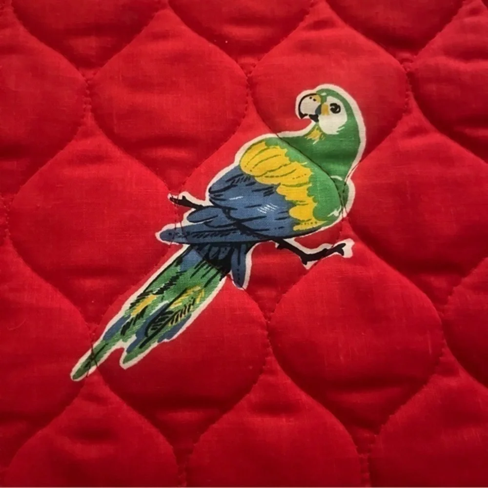 Set 4 Red Parrot‎ Bird Quilted Placemats Tiki 1980s Tropical Summer Outdoors
